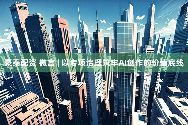豪泰配资 微言 | 以专项治理筑牢AI创作的价值底线